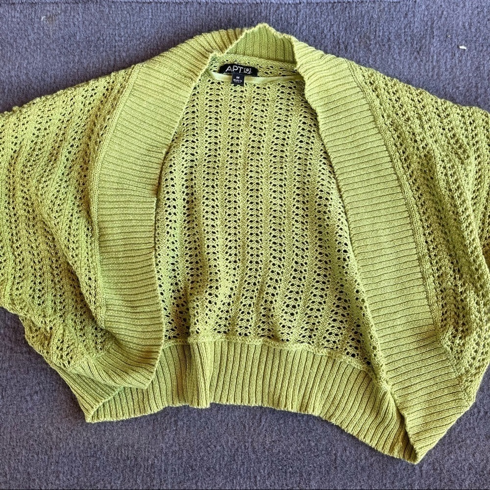 Apt 9 Green Womens Medium Short Sleeve Cropped Cardigan